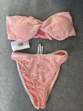 Dippin' Daisy's Pink Eyelet Twist Bandeau Bikini